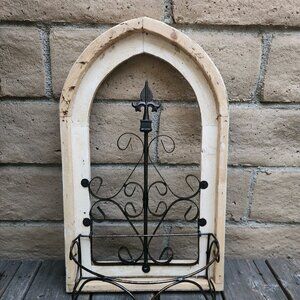 23" H, Aversato Archwood With Collapsible Metal Basket Planter Wall Decor